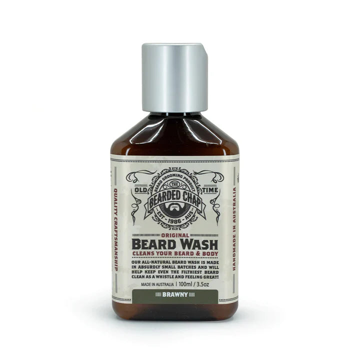 the bearded chap travel beard wash brawny scent , natural beard and face wash
