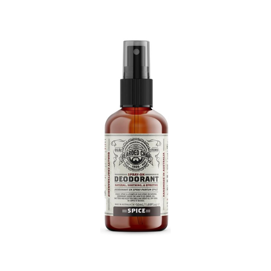 The Bearded Chap Spice Natural Spray-on Deodorant , Aluminium free.